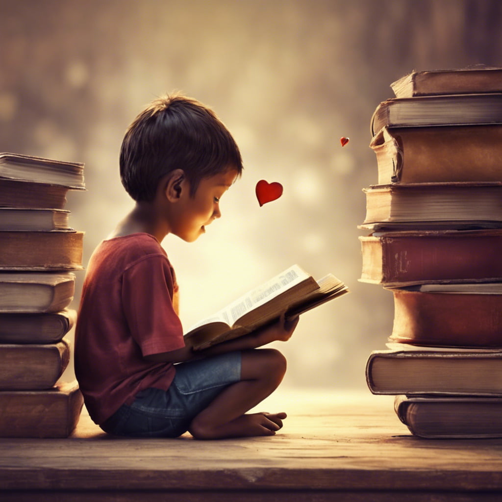 Happy Child reading books. Literacy for all.