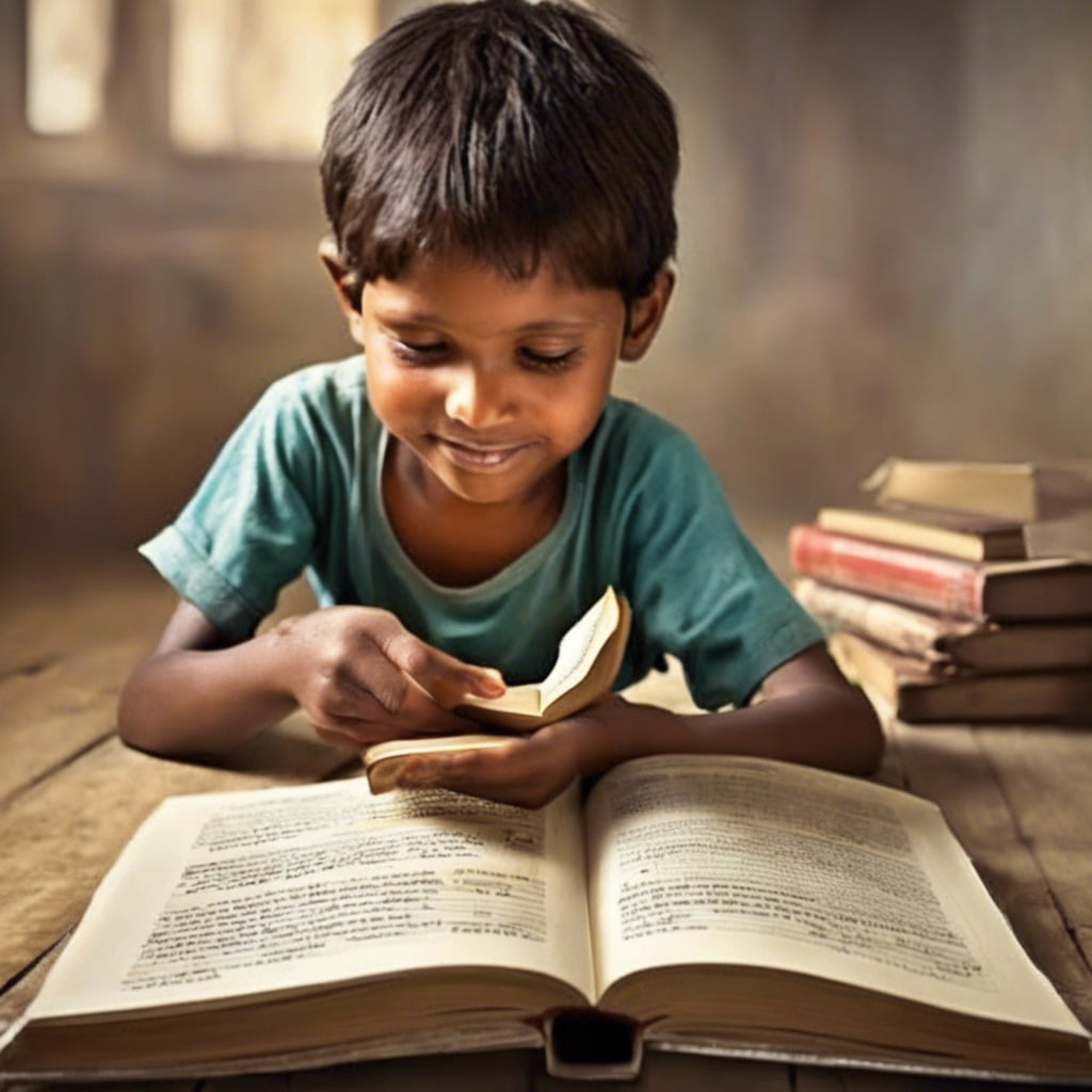 Child studying. Literacy for all